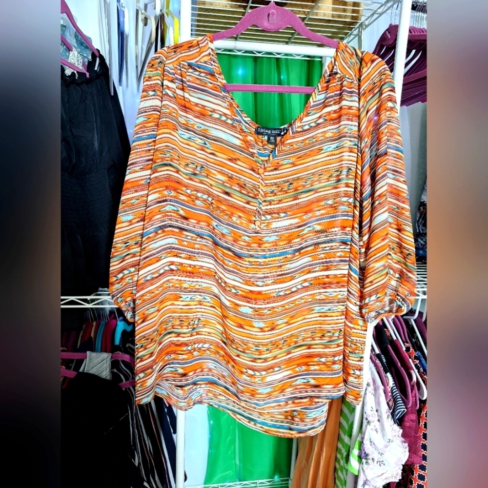LIVING DOLL COLORFUL BLOUSE SIZE 2X
